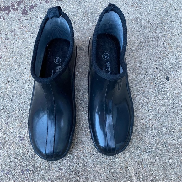 Henry Ferrera Black Rubber Rain Boots - Picture 1 of 7